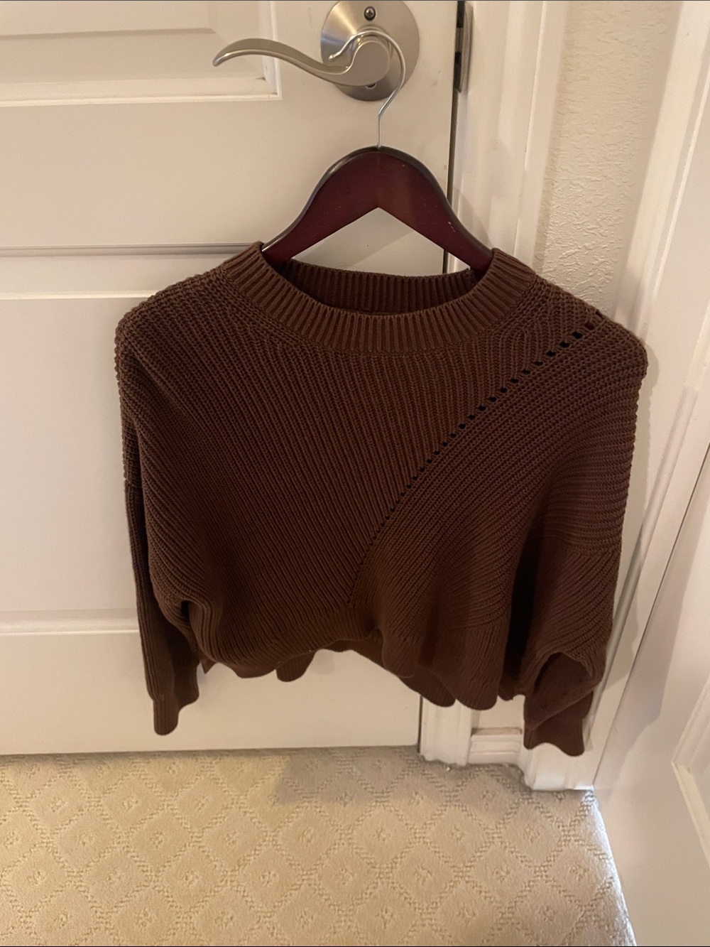 NWOT Dark Brown Evere 525 Ribbed Knit Women's Sweater - Classic Crewneck